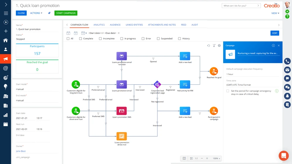 Creatio CRM - no-code платформа з автоматизацією бізнес-процесів