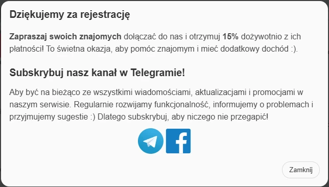 Dziękujemy za rejestrację