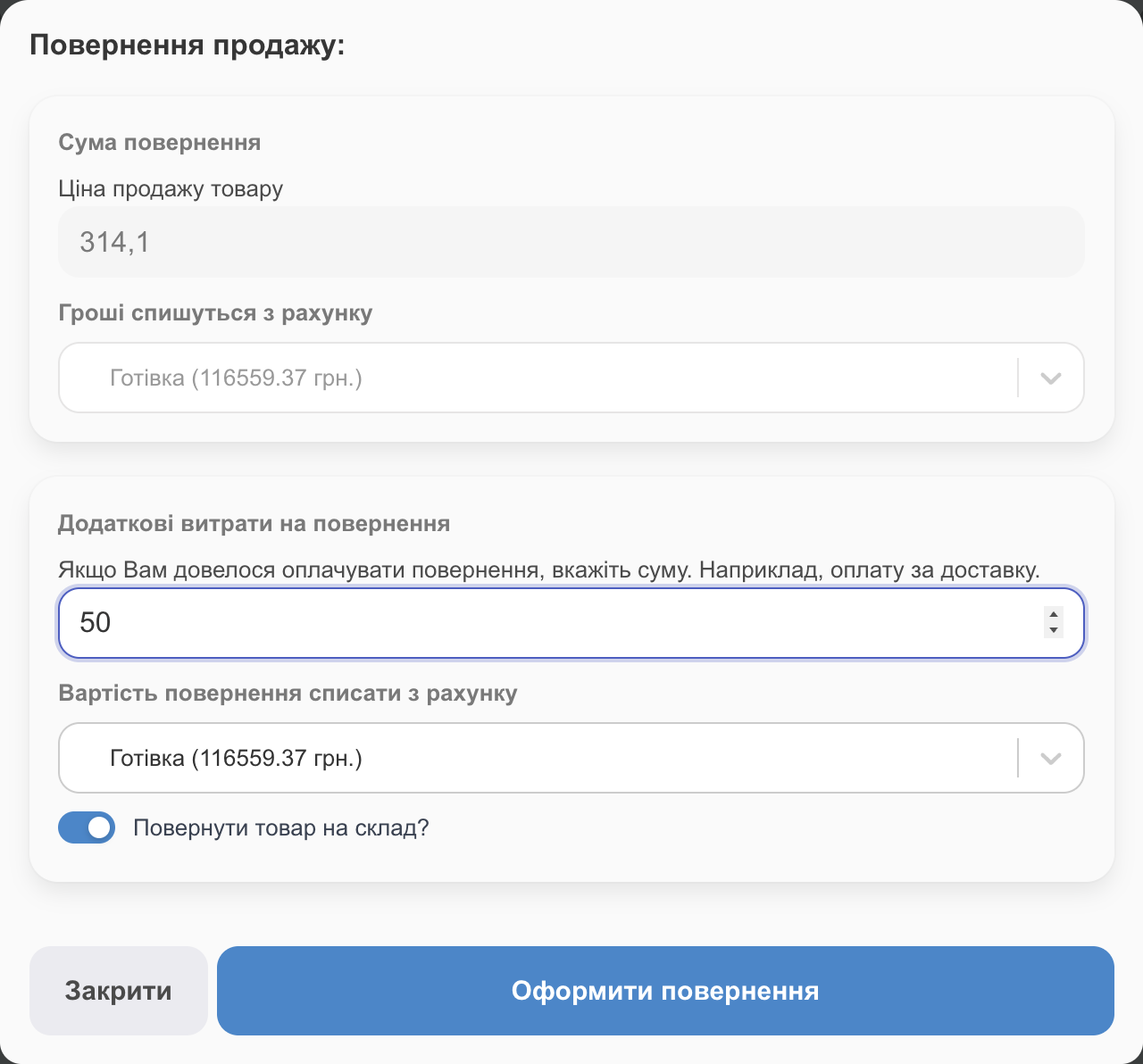 Повернення продажу