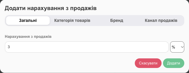 Нарахування з продажів