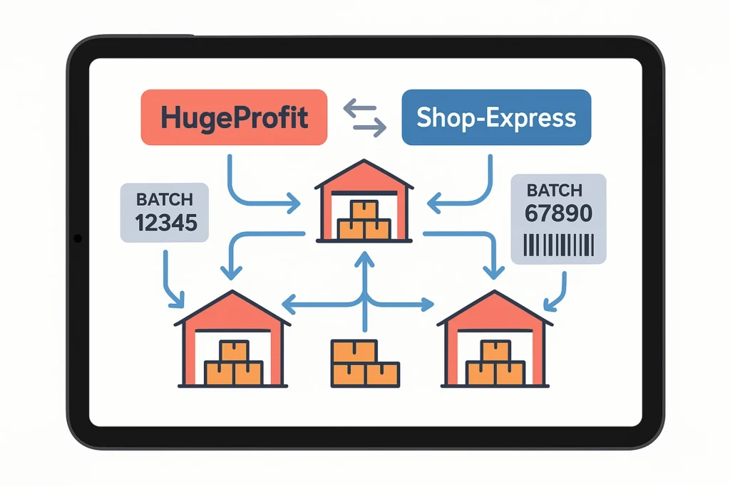 Мультисклад и партии товаров между HugeProfit и Shop-Express