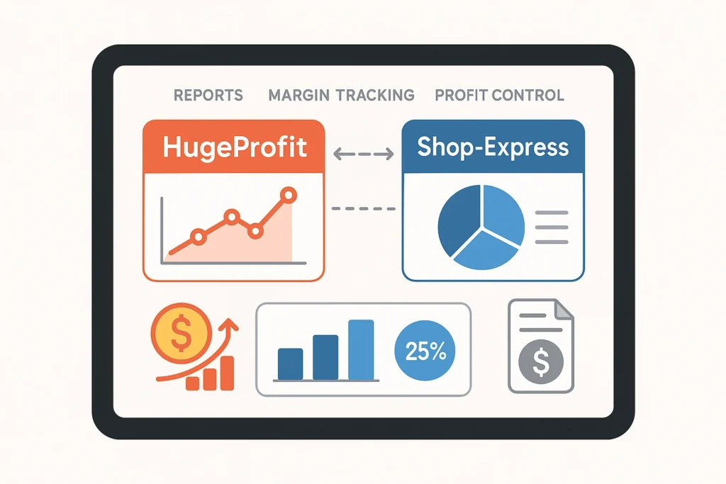 Отчеты, маржа и контроль прибыли между HugeProfit и Shop-Express